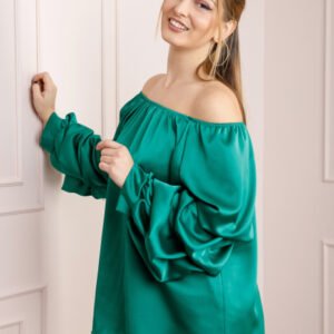 Bluza verde smarald eleganta cu maneci bufante