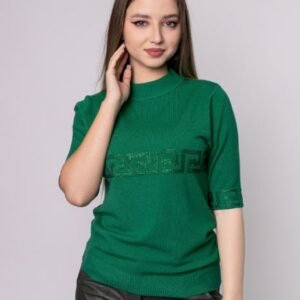 Bluza verde tricotata cu maneca scurta