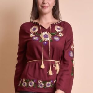 Bluza visinie cu motiv floral multicolor Catrinel 09