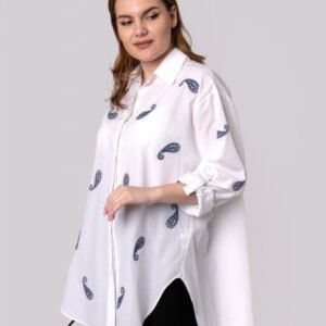 Camasa alba oversized cu nasturi ascunsi