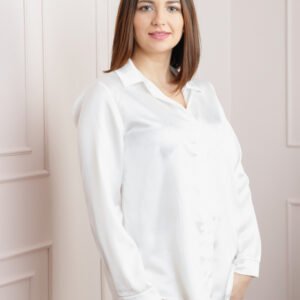 Camasa eleganta alba cu lungime asimetrica