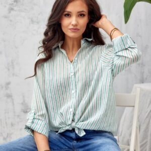 Camasa lejera cu dungi verde mint
