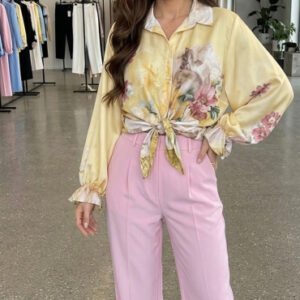Camasa lejera din satin cu imprimeu floral 2