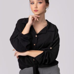 Camasa neagra cu nod in talie