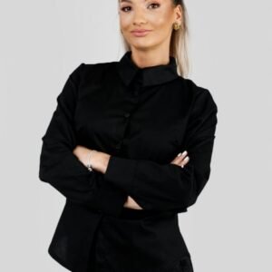 Camasa office neagra cambrata cu nasturi