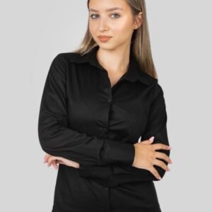 Camasa office neagra cu nasturi