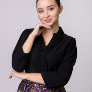 Camasa office neagra cu volane