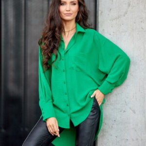 Camasa verde asimetrica cu maneci lungi