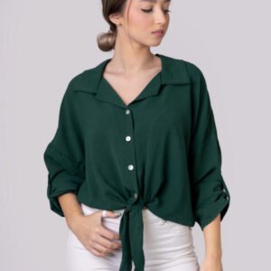 Camasa verde cu nod in talie