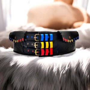 Chimir traditional din piele naturala cu 3 catarame - diferite masuri