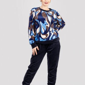 Compleu casual bleumarin din catifea 01