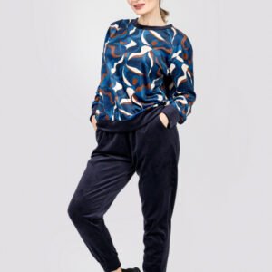 Compleu casual bleumarin din catifea 02