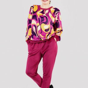 Compleu casual ciclam din catifea 01