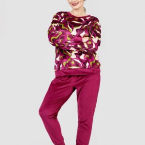 Compleu casual ciclam din catifea 02