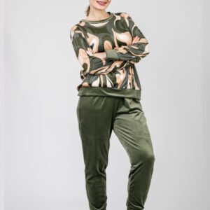 Compleu casual kaki din catifea 02