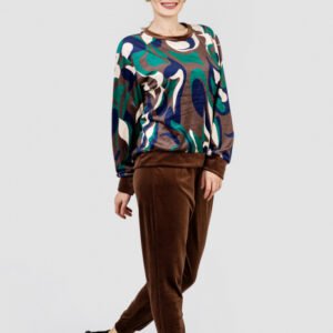 Compleu casual maro din catifea 02