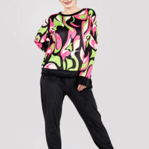 Compleu casual negru din catifea 01
