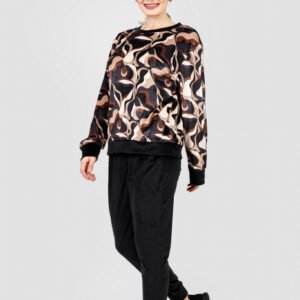 Compleu casual negru din catifea 02