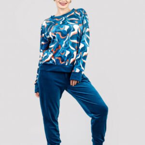 Compleu casual turcoaz din catifea 02