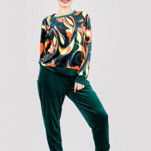 Compleu casual verde din catifea 01