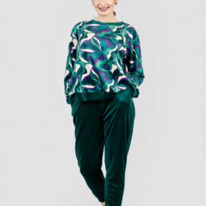 Compleu casual verde din catifea 02