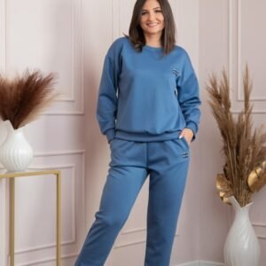 Compleu dama casual-sport albastru cu pantaloni Leanne