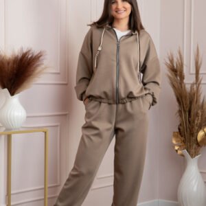 Compleu dama casual-sport bej cu gluga Deanna