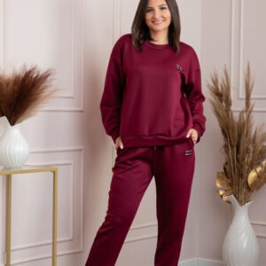 Compleu dama casual-sport grena cu pantaloni Leanne