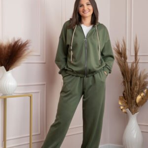 Compleu dama casual-sport kaki cu gluga Deanna