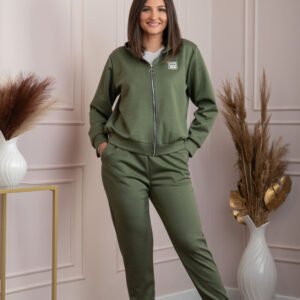 Compleu dama casual-sport kaki cu gluga Josie