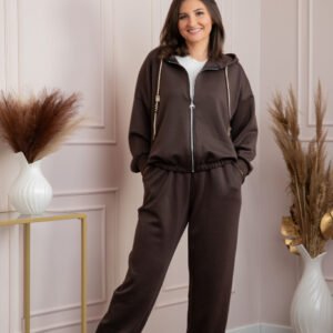 Compleu dama casual-sport maro cu gluga Deanna