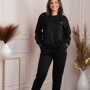 Compleu dama casual-sport negru cu pantaloni Leanne