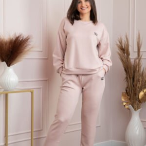 Compleu dama casual-sport roz cu pantaloni Leanne