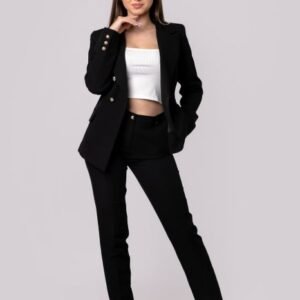 Compleu negru cu sacou si pantaloni