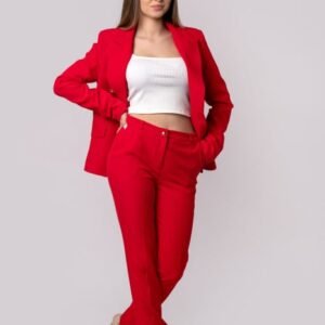 Compleu rosu cu sacou si pantaloni