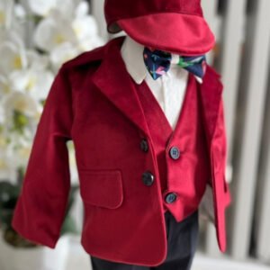 Costum Art Baieti din catifea - grena
