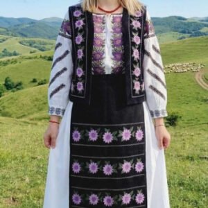 Costum Popular cu broderie traditionala Priscilla 2 ( o vesta si 2 fote )