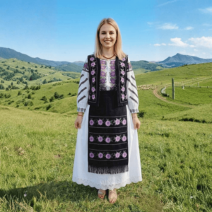 Costum Popular cu broderie traditionala Priscilla 3  Rochie , vesta si fote