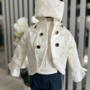 Costum Print pentru Botez - Alb si Bleumarin