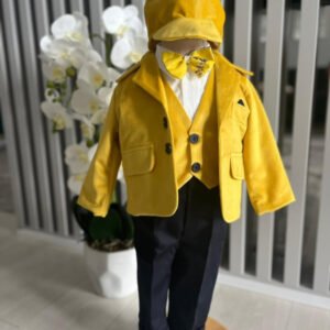 Costum Print pentru Botez - Galben si Bleumarin