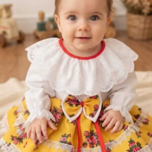 Costum Traditional Fetite 0-12 luni Model Galben