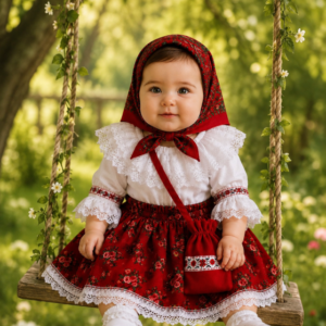 Costum Traditional Fetite 0-12 luni Model IX