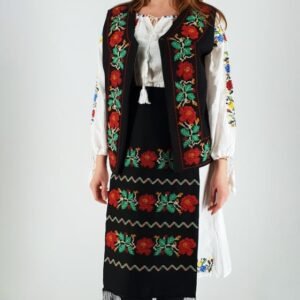 Costum Traditional Vesta si 2 Fote brodate Aurica - Marime Mare