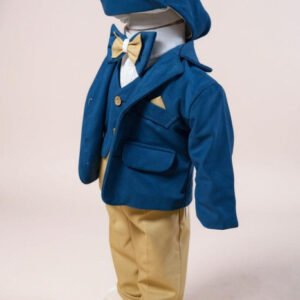Costum elegant baieti David a,     albastru  caramel