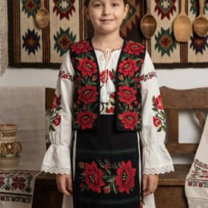 Costum popular Fetite format din rochie, fote si vesta Alexandra