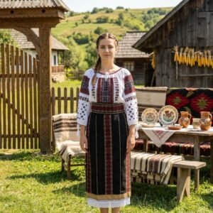 Costum popular format din catrinta , brau si ie - Mariana  ( pana la 6XL )