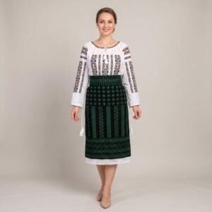 Costum popular format din catrinta , brau si ie - Tricolor
