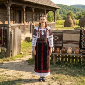 Costum popular format din catrinta , brau si ie - Vasilica ( masuri pana la 6XL )