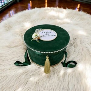 Cufar botez catifea - Verde