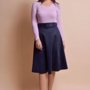 Fusta clos Jolene cu centura in talie - Indigo